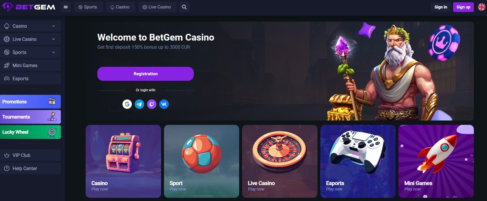 Betgem Casino Mainpage