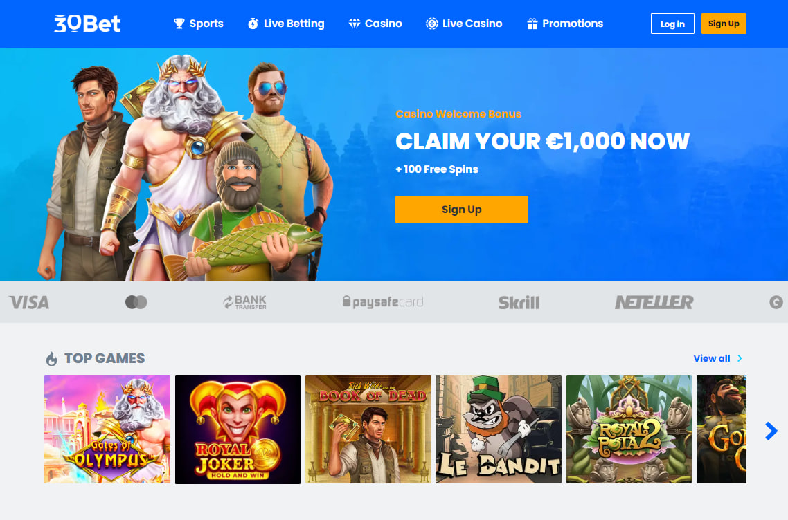 30 Bet Casino Design & Interface