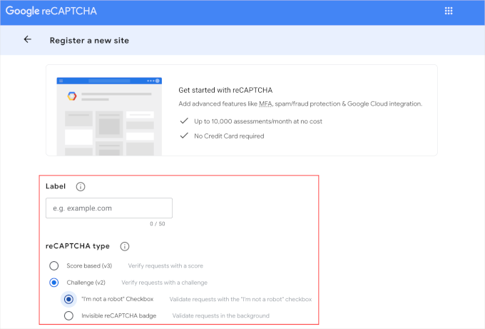wp-plugins-addnew-hubspot Register a new reCaptcha