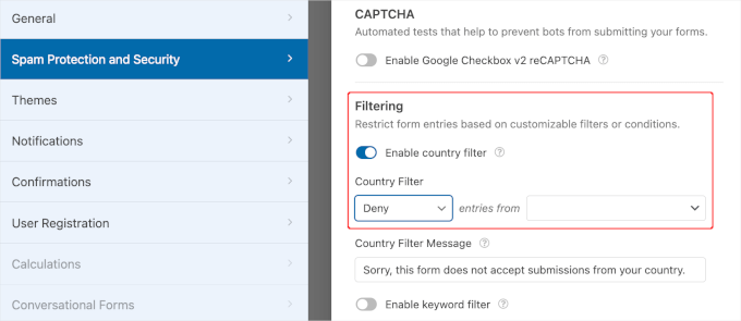 heartbeat-general-settings Country filter in WPForms