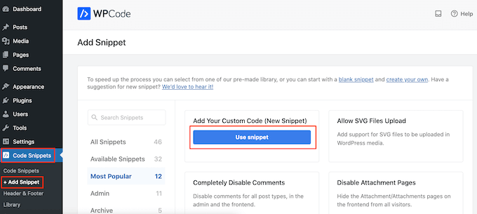 The WPCode code snippet plugin for WordPress The WPCode code snippet plugin for WordPress