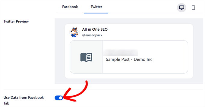 Toggle the Use Data from Facebook Tab switch Toggle the Use Data from Facebook Tab switch