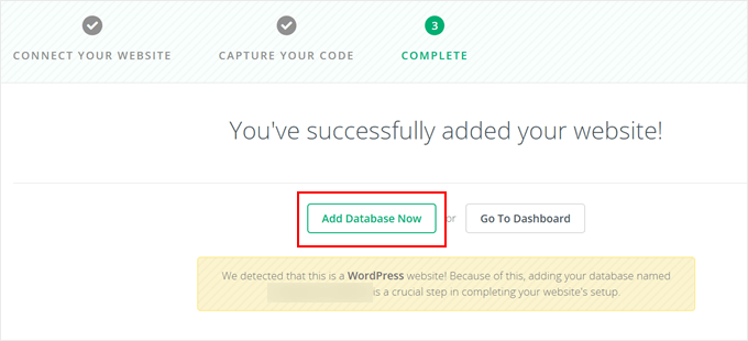 Adding a database to CodeGuard