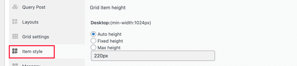 Change item style size Change item style size