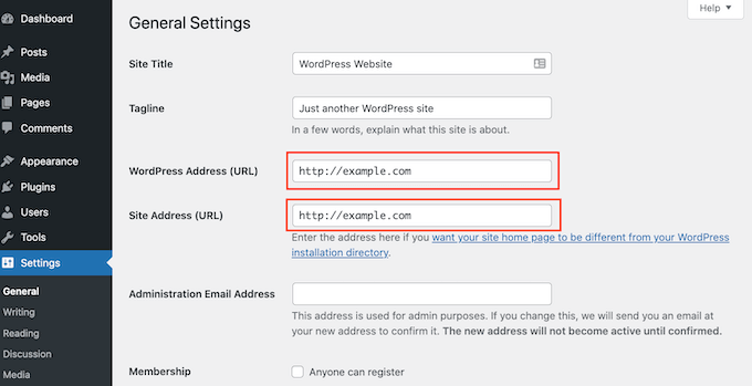 Your WordPress website's URL Your WordPress website's URL
