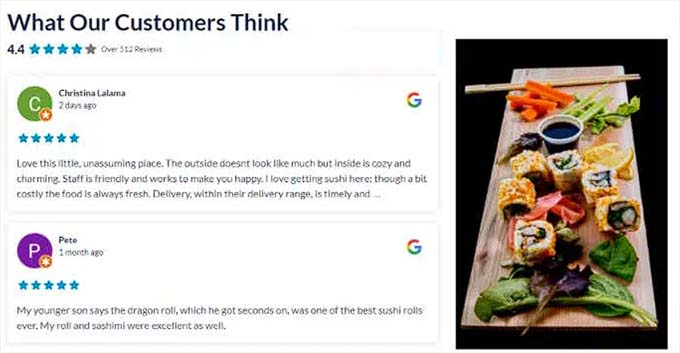Reviews feed preview Reviews feed preview