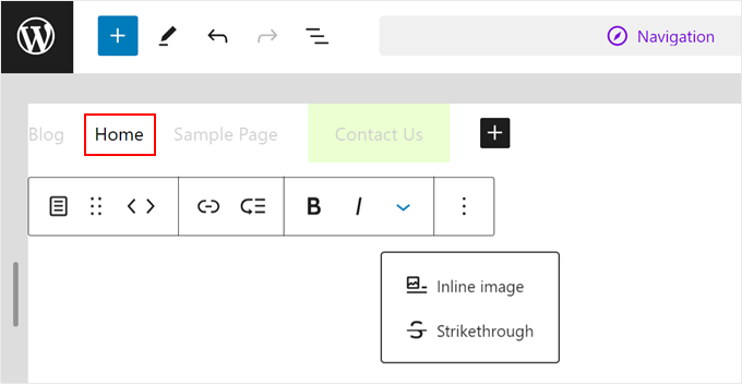 Contextual related posts The block toolbar settings for a page link in menu