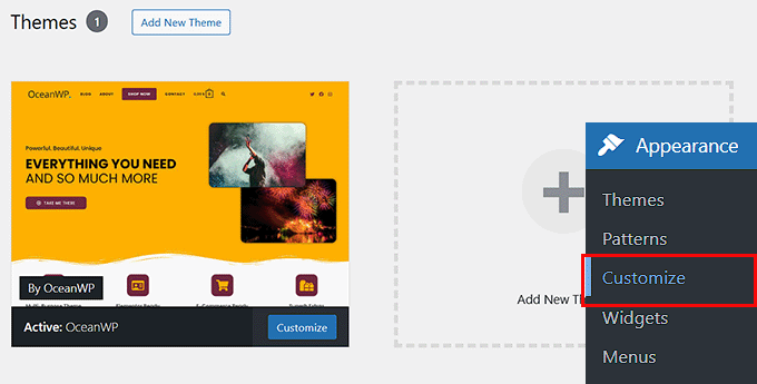 The WordPress theme customizer