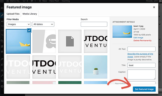 Setting a featured image Setting a featured image