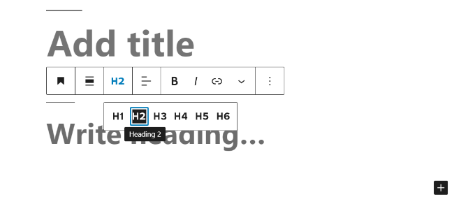 Use H2 subheading Change heading from h2