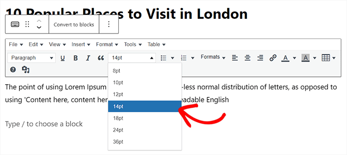 Font size field Font size field