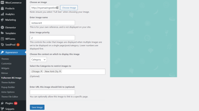 Set background image for a specific category Add background image to categories