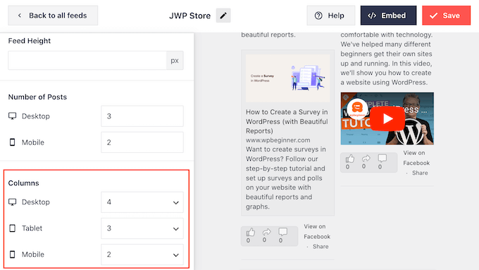 Changing the number of columns in your social media feed Changing the number of columns in your social media feed