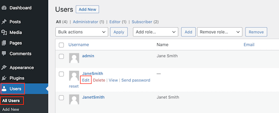 Assigning a new role to a WordPress user Assigning a new role to a WordPress user