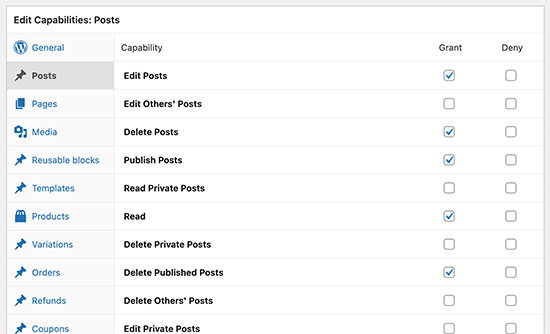Edit capabilities Edit capabilities