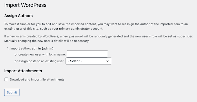 Assigning authors to imported posts
