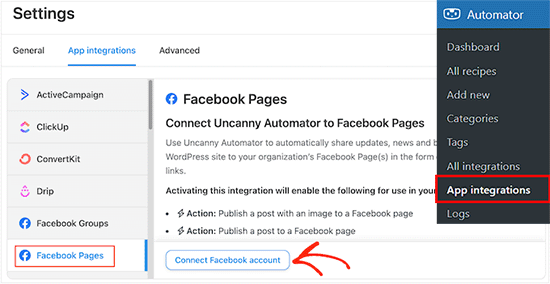 Connecting Facebook to Uncanny Automator Connecting Facebook to Uncanny Automator