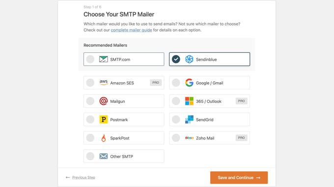 Select an SMTP Service Provider Select an SMTP Service Provider