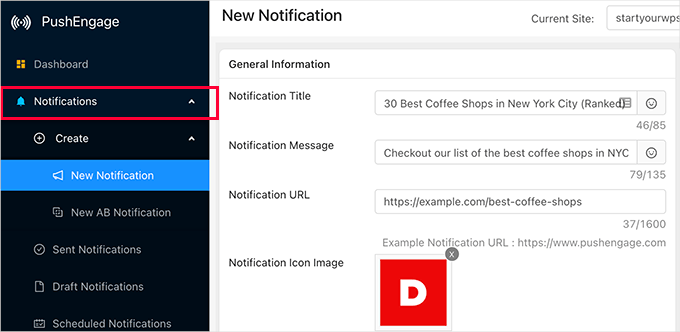 Choose VM memory and cores Compose your web push notification