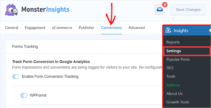 edit-pencil-1 MonsterInsights settings - conversions tab