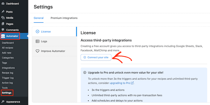 Adding a license to Uncanny Automator Adding a license to Uncanny Automator
