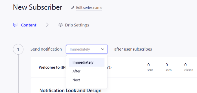 Select when to send the notification Select when to send the notification