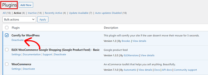 deactivate-faulty-plugin Deactivate the faulty plugin