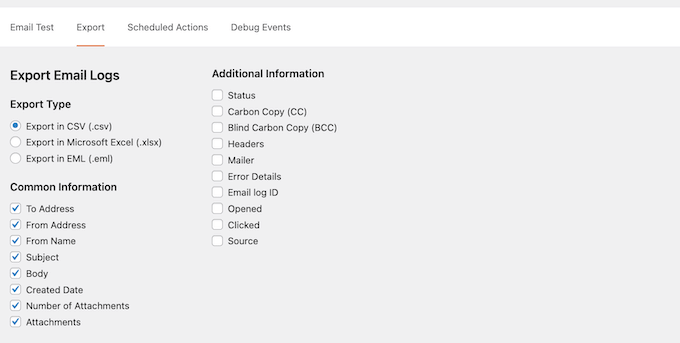 Exporting WP Mail SMTP's email logs Exporting WP Mail SMTP's email logs