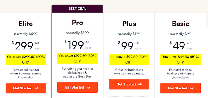 Duplicator's pricing plans Duplicator's pricing plans