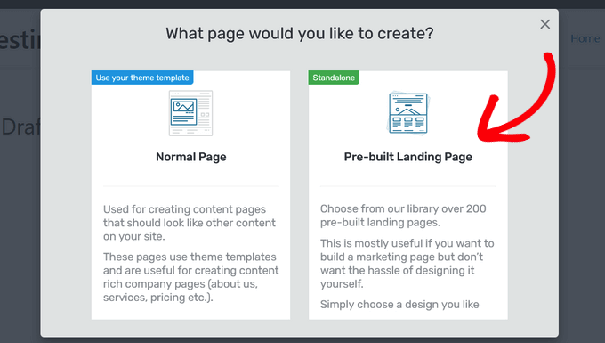 Choosing a professionally-designed template in the Thrive Architect page builder Choosing a professionally-designed template in the Thrive Architect page builder