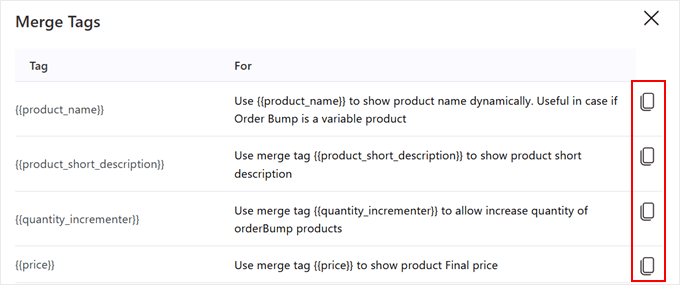 Copying FunnelKit's order bump merge tags Copying FunnelKit's order bump merge tags