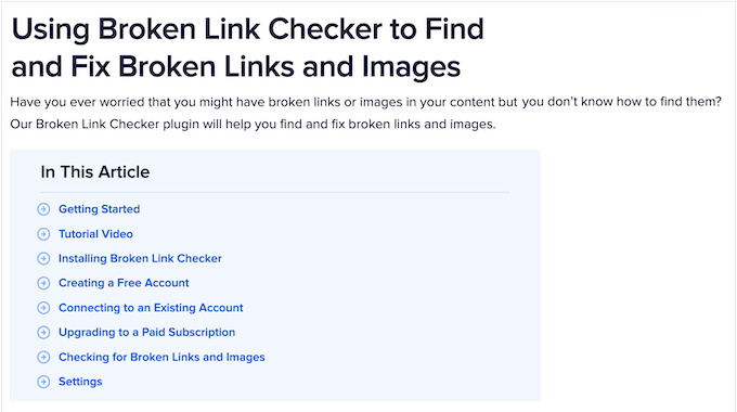 The AIOSEO Broken Link Checker online documentation The AIOSEO Broken Link Checker online documentation