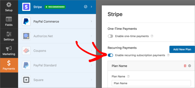 contactform7-integration-stripe enable recurring subscriptions in WPForms