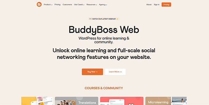 Jak otworzyć wyskakujący formularz WordPress po kliknięciu odnośnika lub obrazka? BuddyBoss website