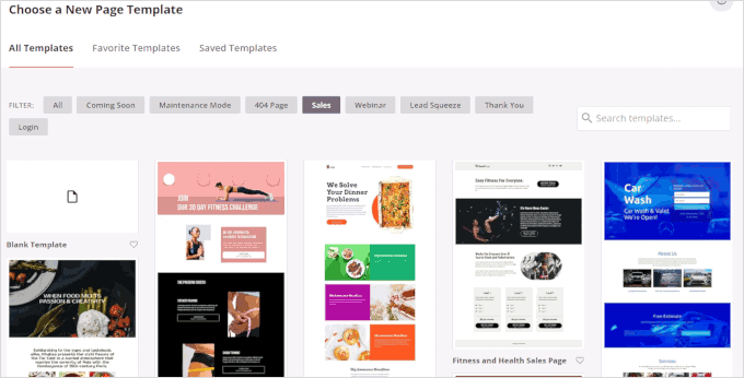 enviragallerypricing SeedProd choose template